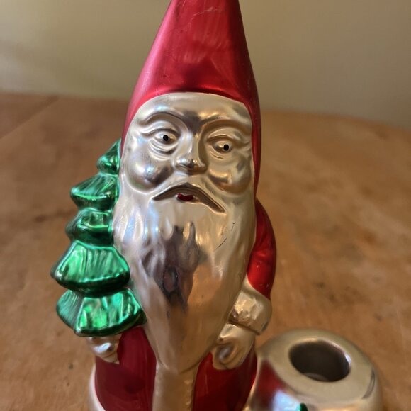 VINTAGE 1996 ENESCO OTAGIRI GLASS SANTA Taper Candle Holder 6.5" tall by 4.5"w s - Picture 2 of 11